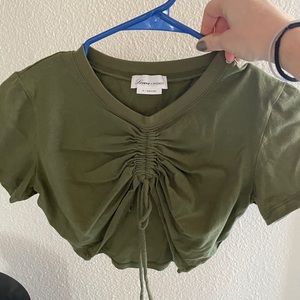Lovers + friends green crop top with ties